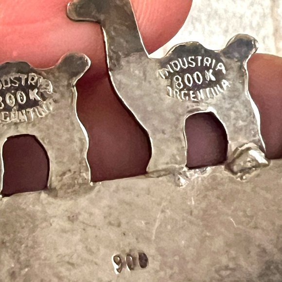 LLama Alpaca Silver 900 Aztec Brooch Pin Industrial Argentina Vintage Antique - Picture 8 of 11